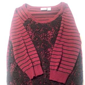 Purple and Black Sweater with lace overlay